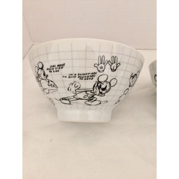 Mickey Minnie Mouse Cereal Bowls Collection 2010 Disney SKETCHBOOK  Set of 2 - Picture 3 of 15
